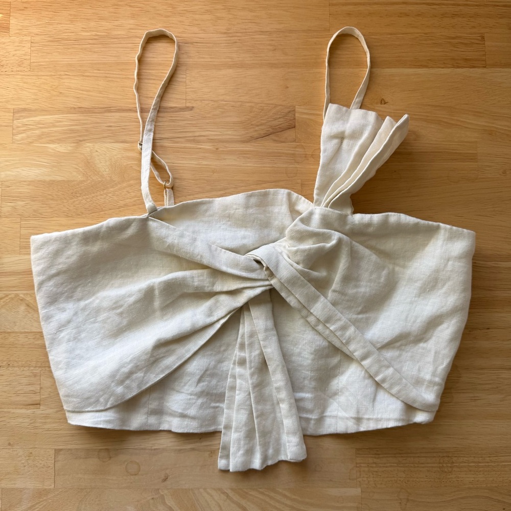 NWT House of Harlow 100% Linen Bow Crop Top